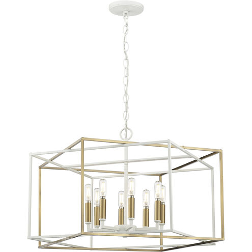 Lowe 8 Light 28 inch Matte White/Vintage Brass Pendant Ceiling Light